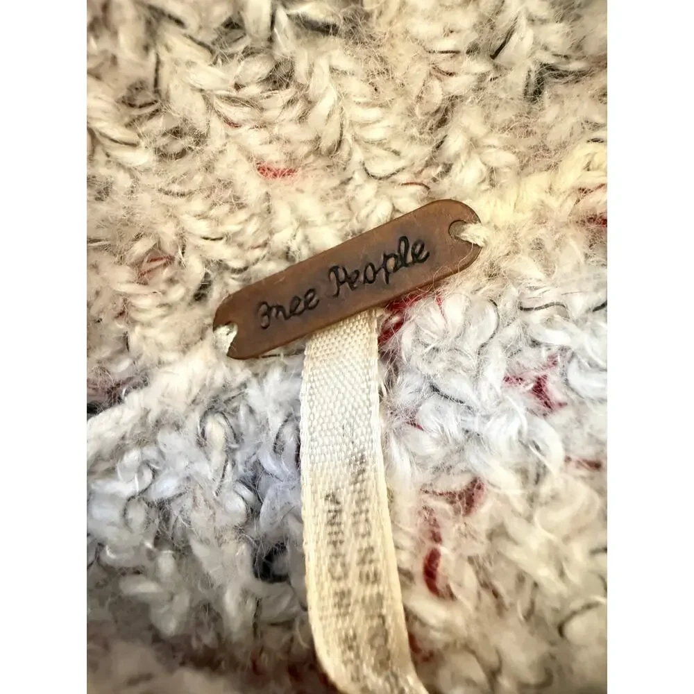 Free People Dylan Tweedy Pullover Sweater Oatmeal Small Cowl Neck Cozy Knit